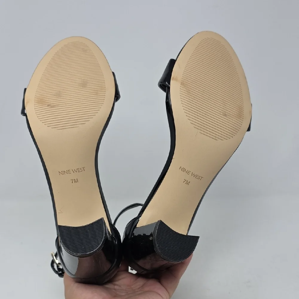 Nine West Black Ankle Strap Heels Size 7
